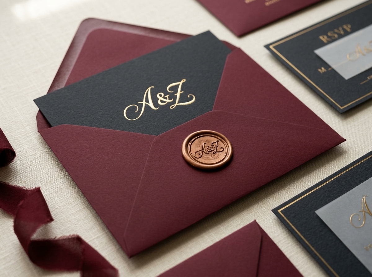Luxury Wedding Invitation Suite with 3D Wax Seal